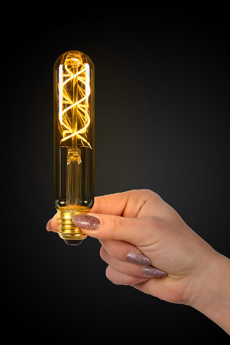 Lucide LED BULB TWILIGHT SENSOR -UlkoFilamentBulb - Ø 3 cm - LED - E27 - 1x4W 2200K - Amber